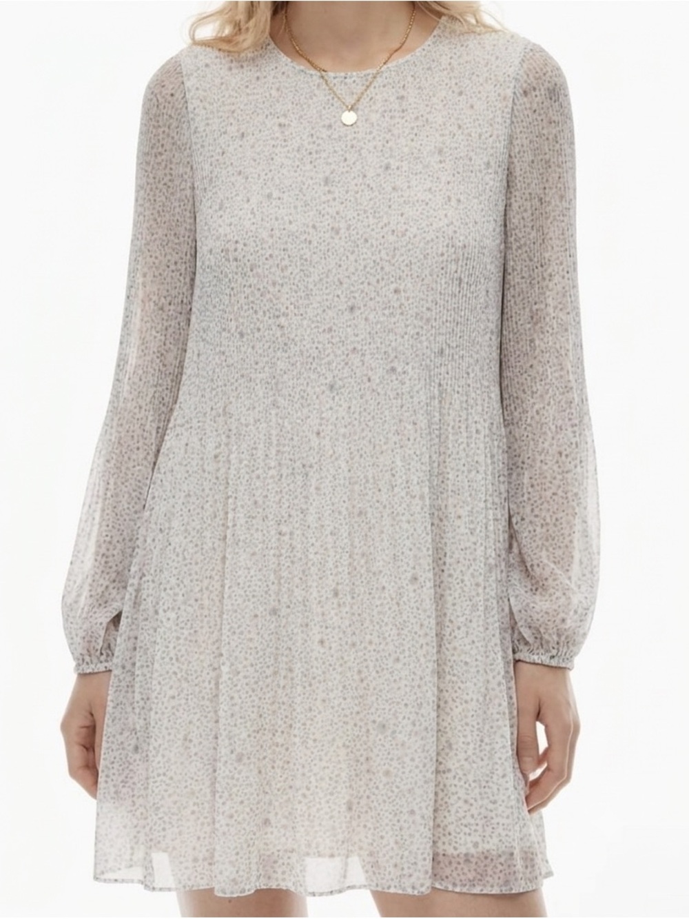 Lovely Wilfred White Floral Long-Sleeve Mini Dress from Aritzia